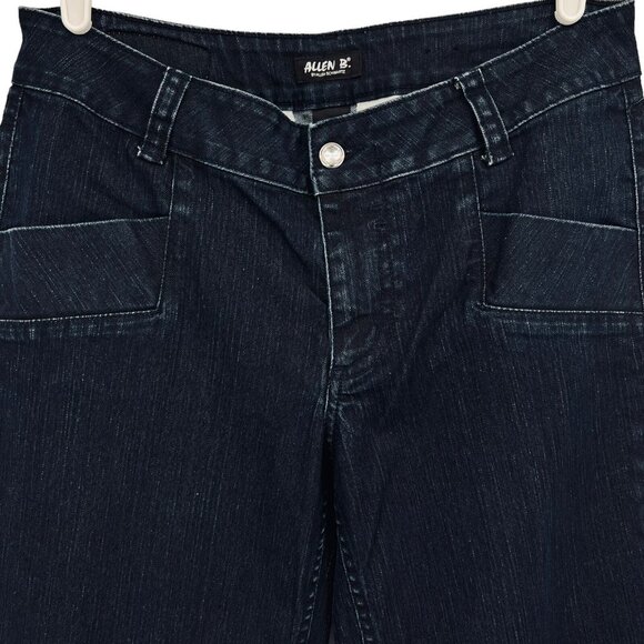 Ellen Schwartz Ellen B Women's Navy Denim Jeans Sie 12 Wide Leg Mid Rise Stretch - Picture 3 of 11